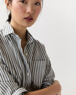 Load image into Gallery viewer, Sidney Shirt in Olive/White Stripe Chambray
