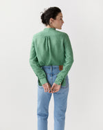 Load image into Gallery viewer, Mandarin Hattie Shirt in Grass Sahara Linen
