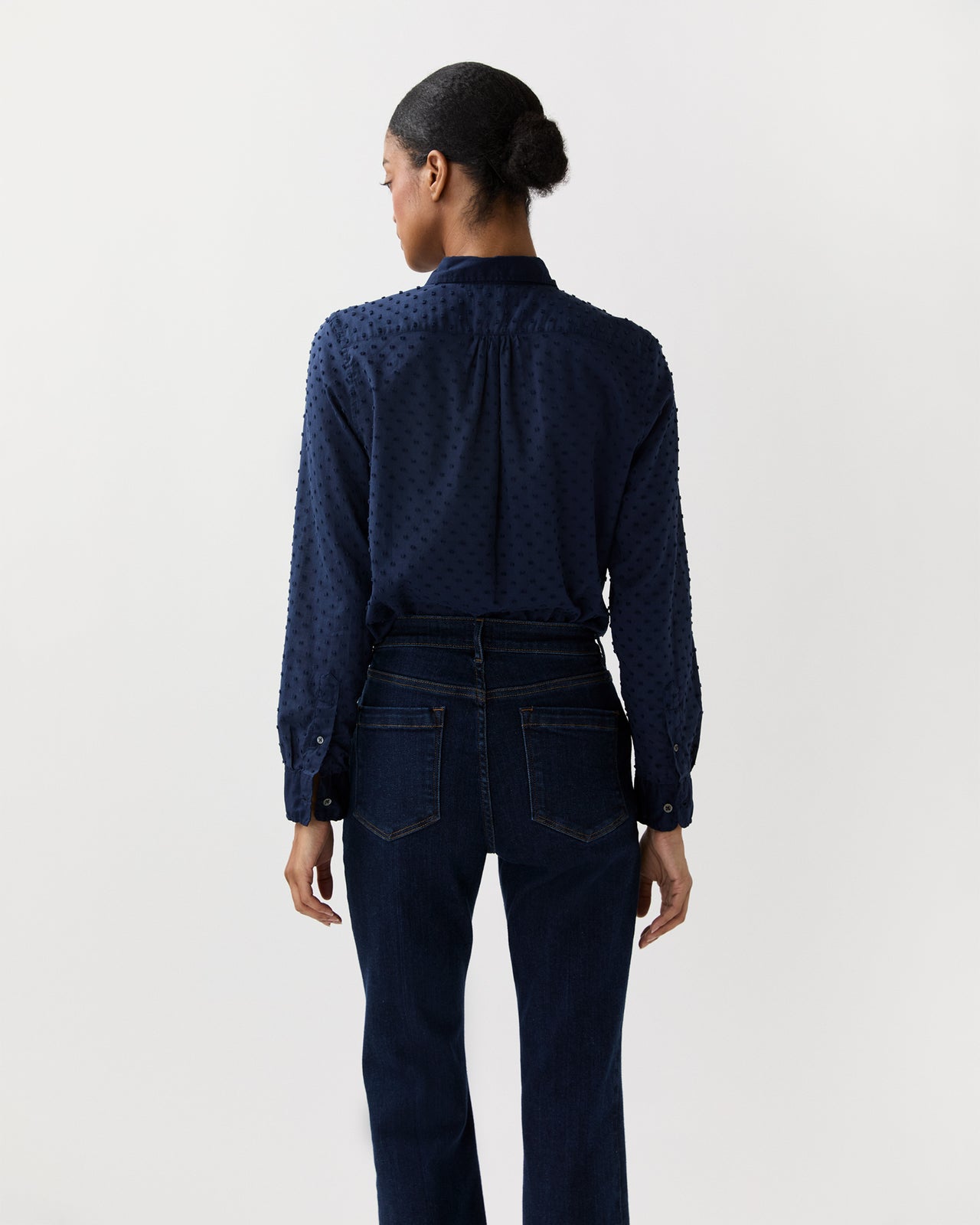 Lettie Shirt in Navy Swiss Dot
