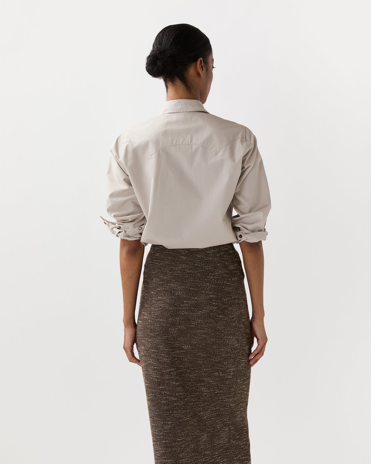 Western Shirt in Sand Poplin