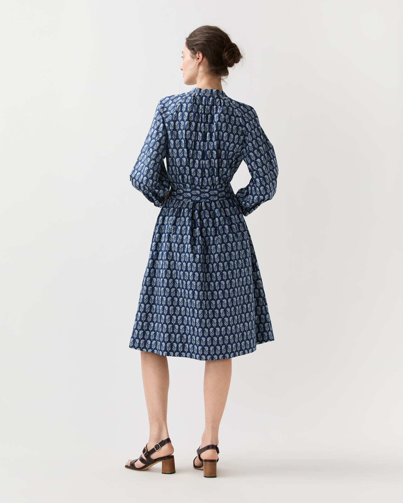 Sienna Dress in Marine French Country Floral Poplin