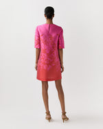 Load image into Gallery viewer, Short Paige Dress in Pink/Red Floral Printed Mikado
