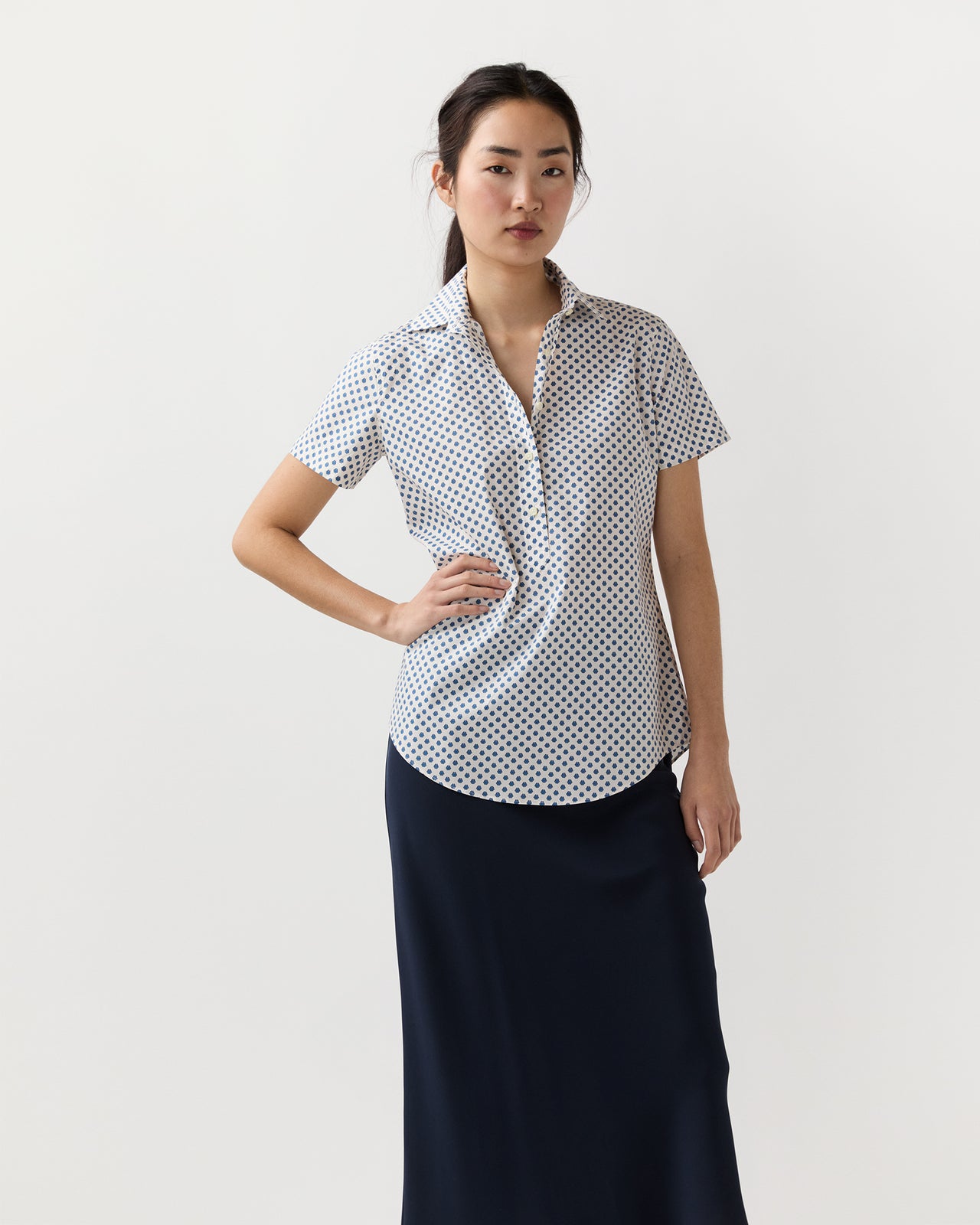 Scout Shirt in Ivory/Blue Bonis Provençal Printed Poplin