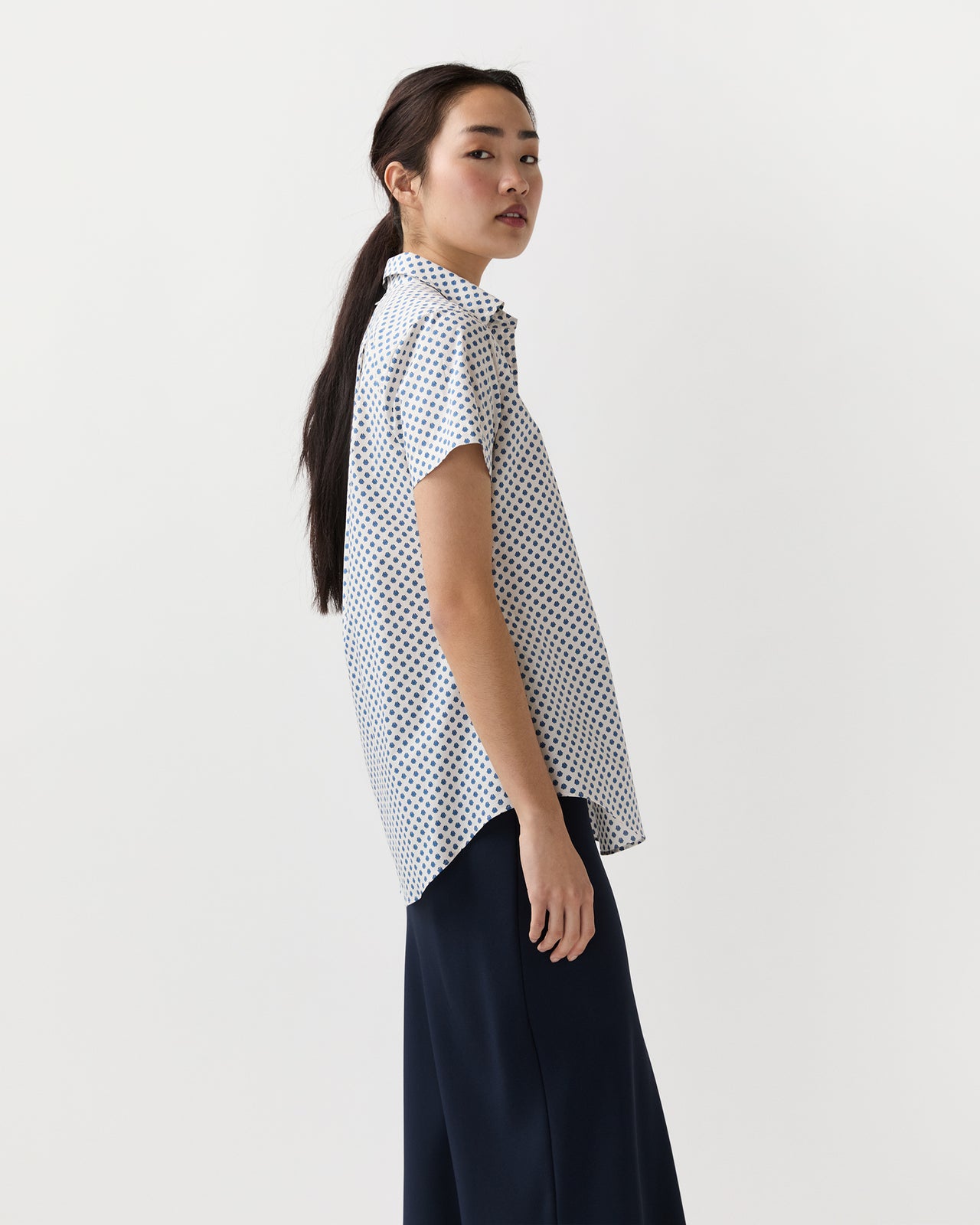 Scout Shirt in Ivory/Blue Bonis Provençal Printed Poplin