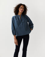 Load image into Gallery viewer, Sienna Top in Navy/Ivory Mazan Provençal Printed Poplin
