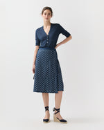 Load image into Gallery viewer, Quilted Adley Wrap Skirt in Navy/Ivory Mixed Provençal Printed Poplin
