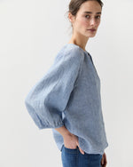 Load image into Gallery viewer, Victoria Blouse in Provence Blue Sahara Linen
