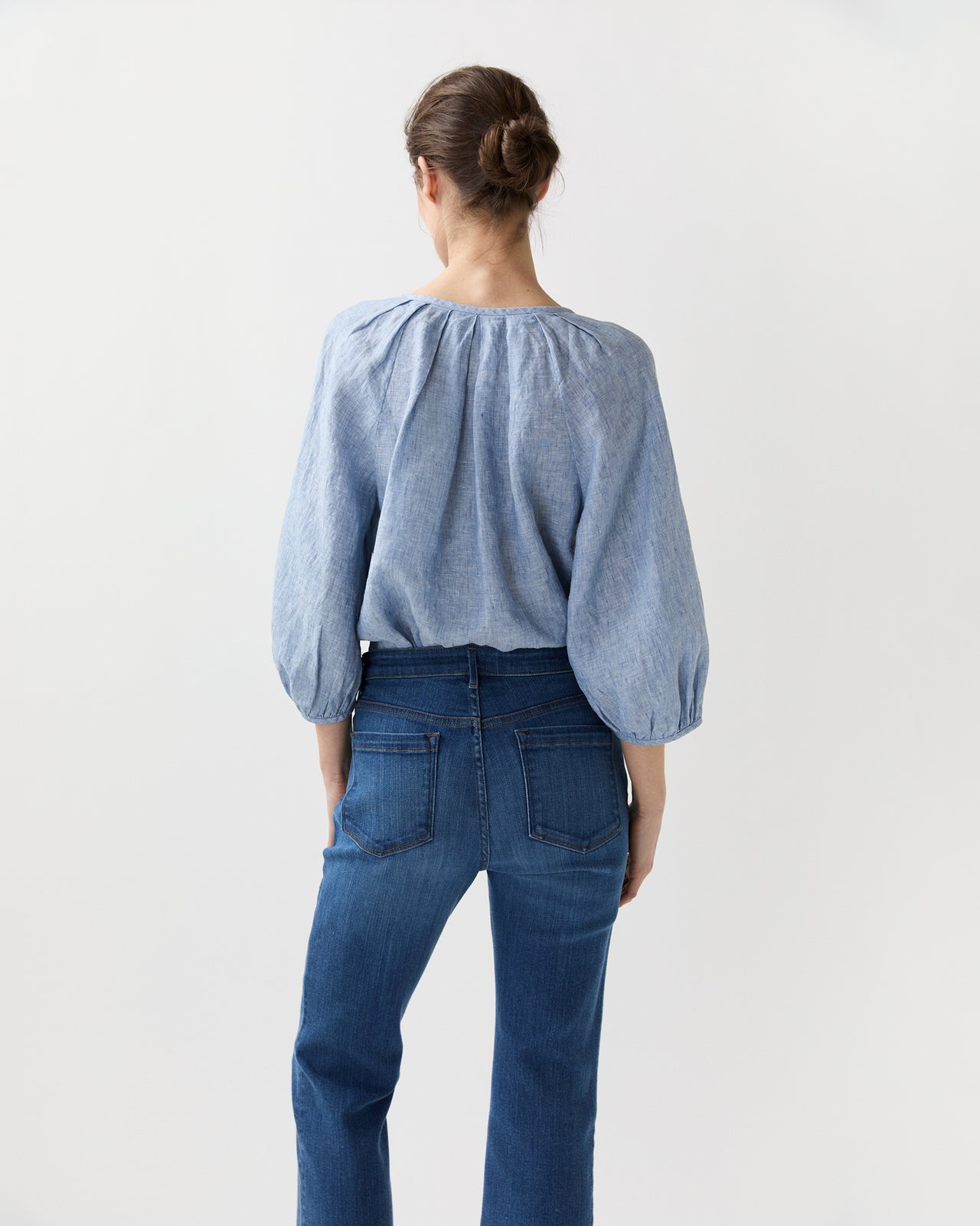 Victoria Blouse in Provence Blue Sahara Linen