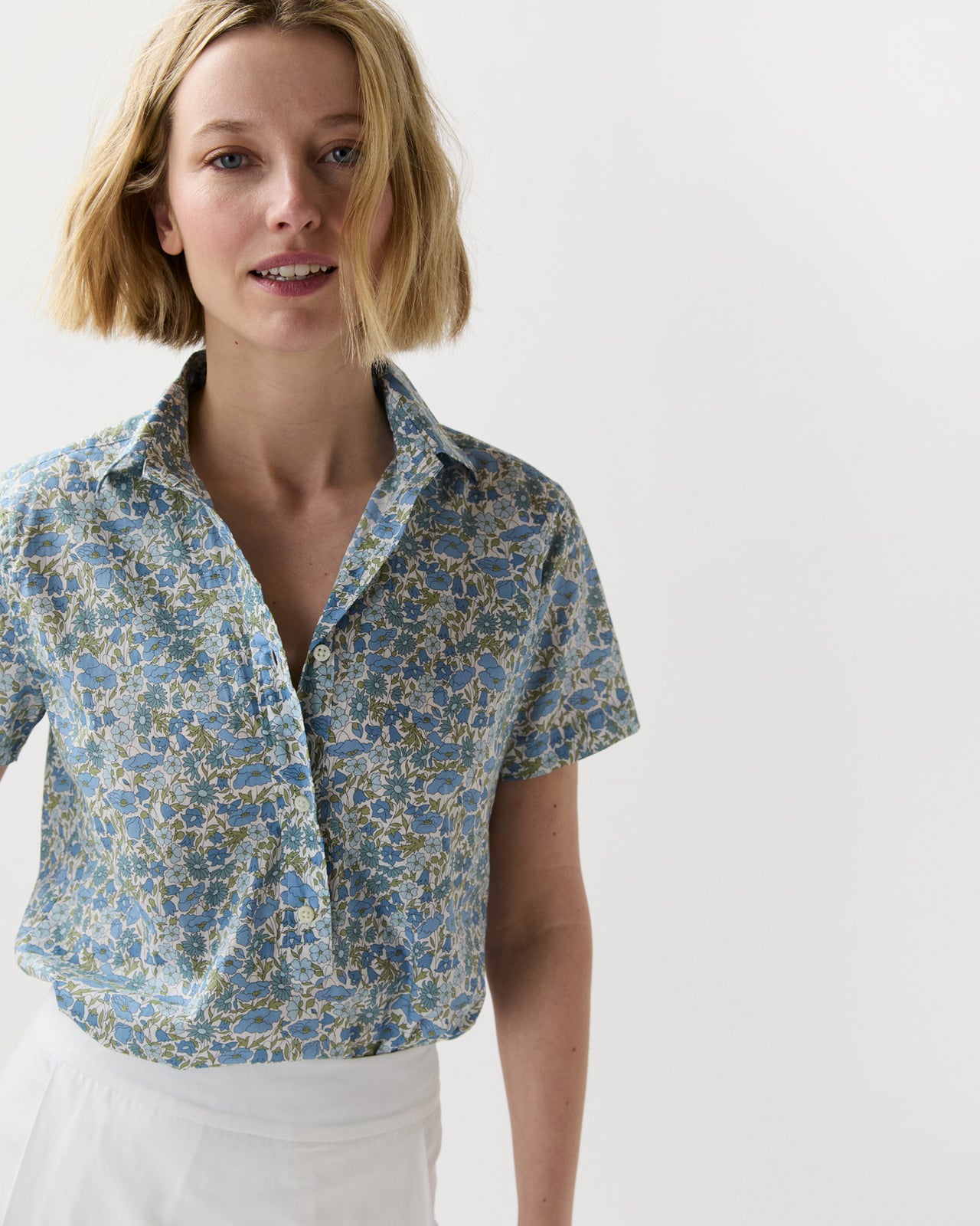 Scout Shirt in Blue/Multi Poppy And Daisy Liberty Fabric