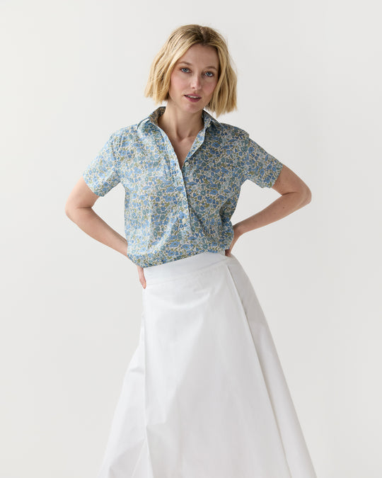 Scout Shirt in Blue/Multi Poppy And Daisy Liberty Fabric