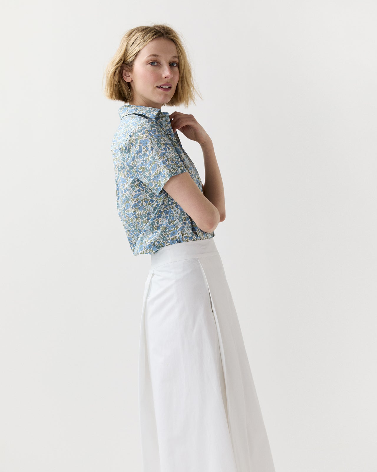 Scout Shirt in Blue/Multi Poppy And Daisy Liberty Fabric