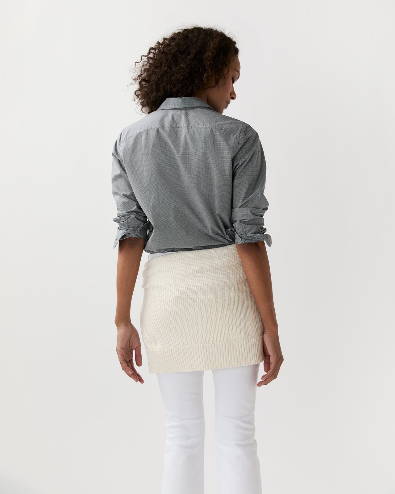 Tomboy Club Popover Shirt in Navy Micro Gingham Poplin