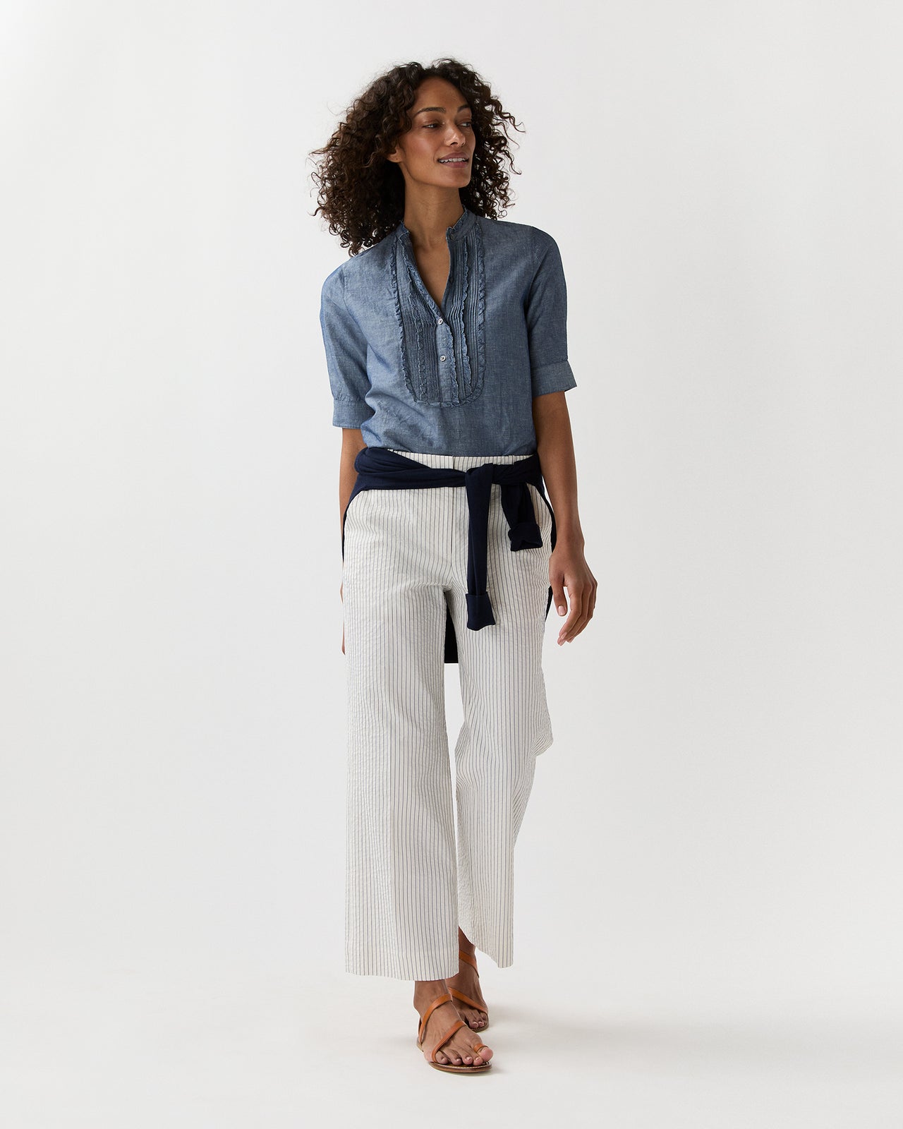 Madison Shirt in Light Wash Cotolino Chambray