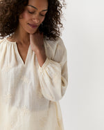 Load image into Gallery viewer, Ariana Blouse in Ivory Embroidered Crinkled Gauze
