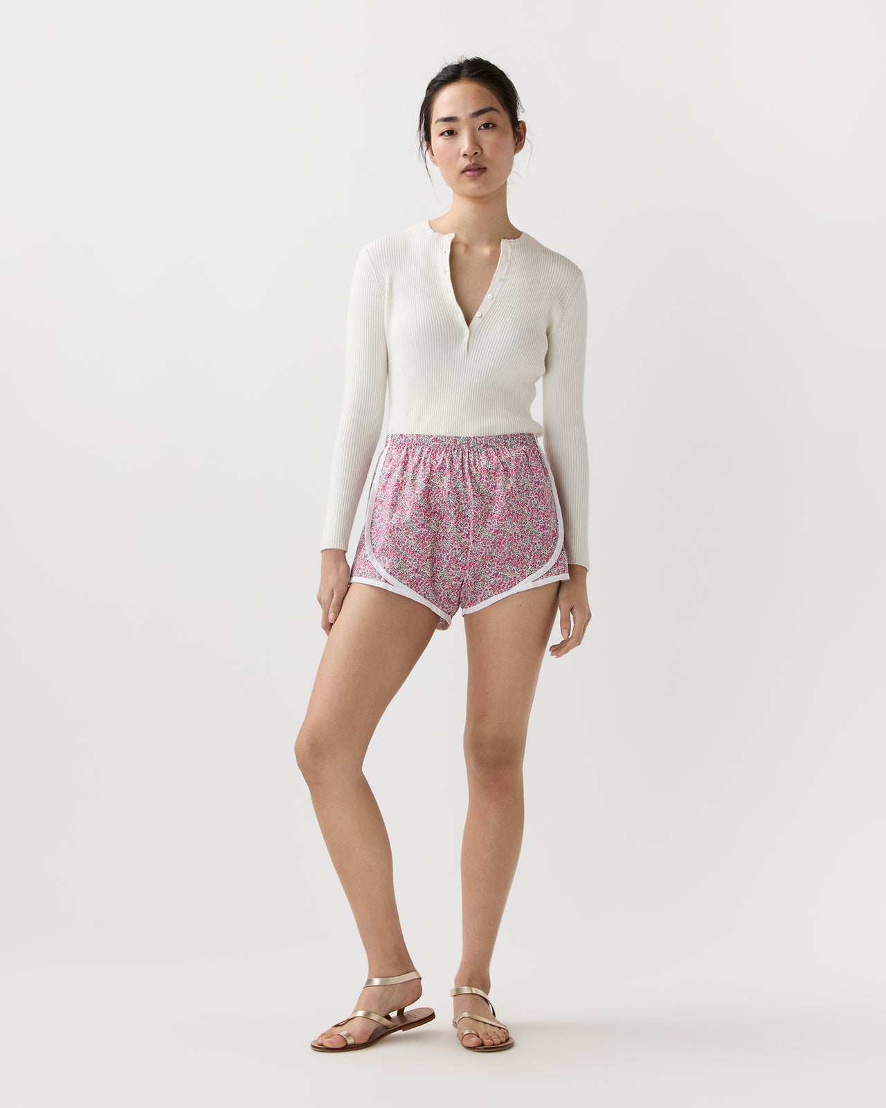 Track Short in Pink Wiltshire Bud Liberty Fabric