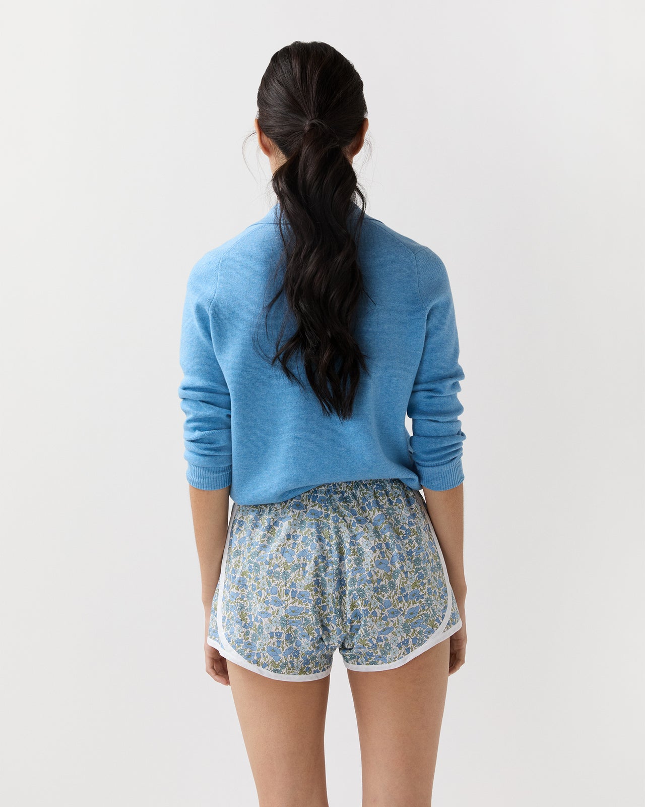 Track Short in Blue/Multi Poppy And Daisy Liberty Fabric