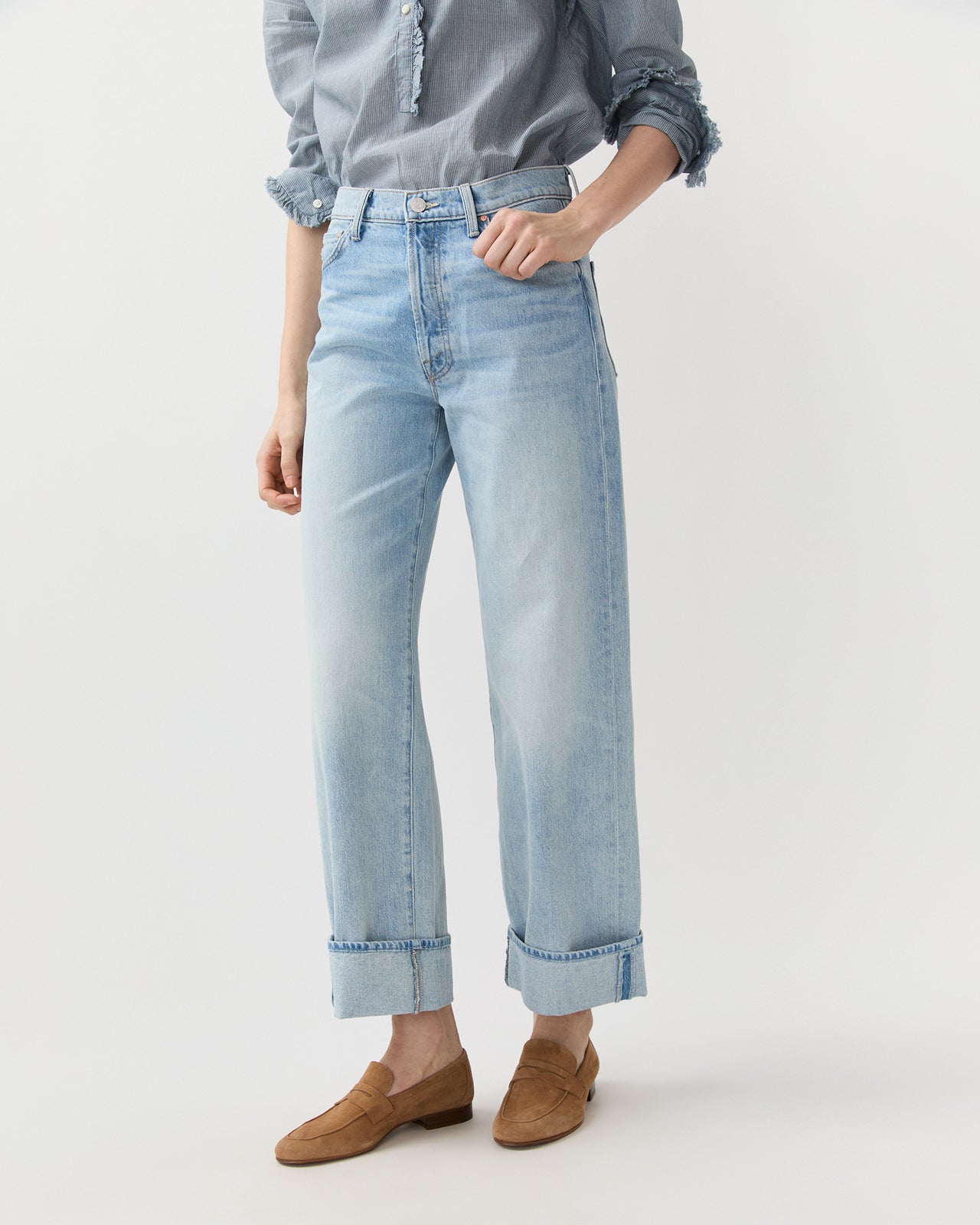The Dodger Button Hover Cuff Jean in I Could Care Less