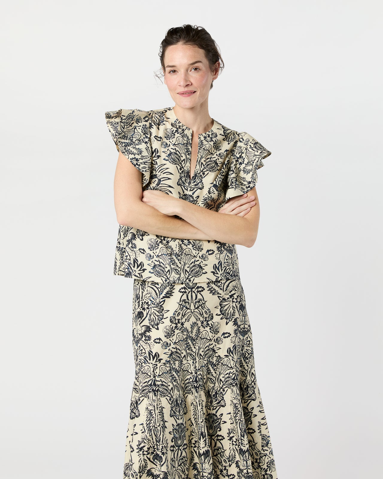 Severine Top in Ivory Floral