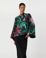 Load image into Gallery viewer, Make An Exit Top in Black Peony Silk Twill

