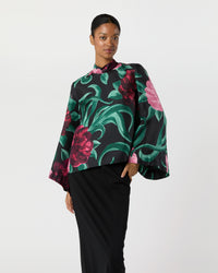Make An Exit Top in Black Peony Silk Twill