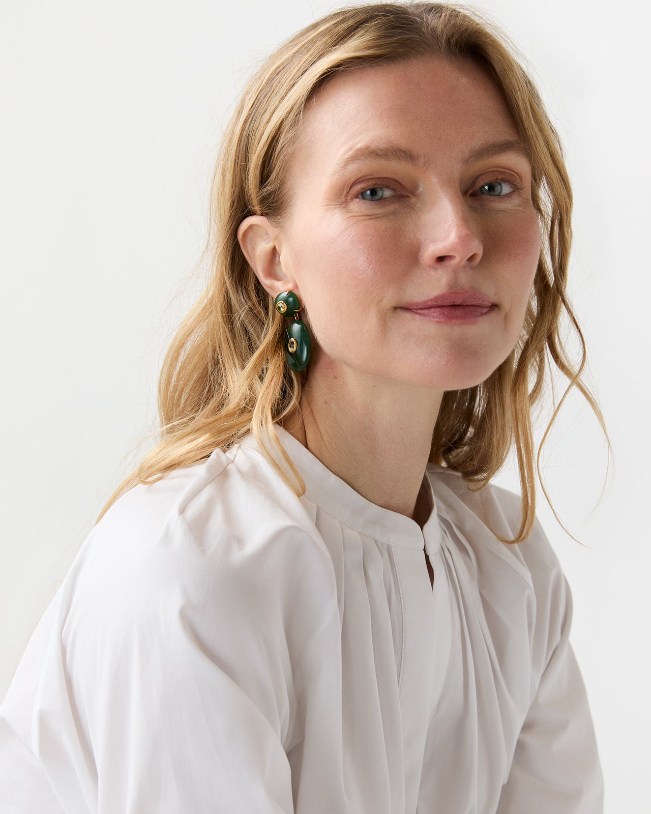 Dorothy Earrings in Green Jade