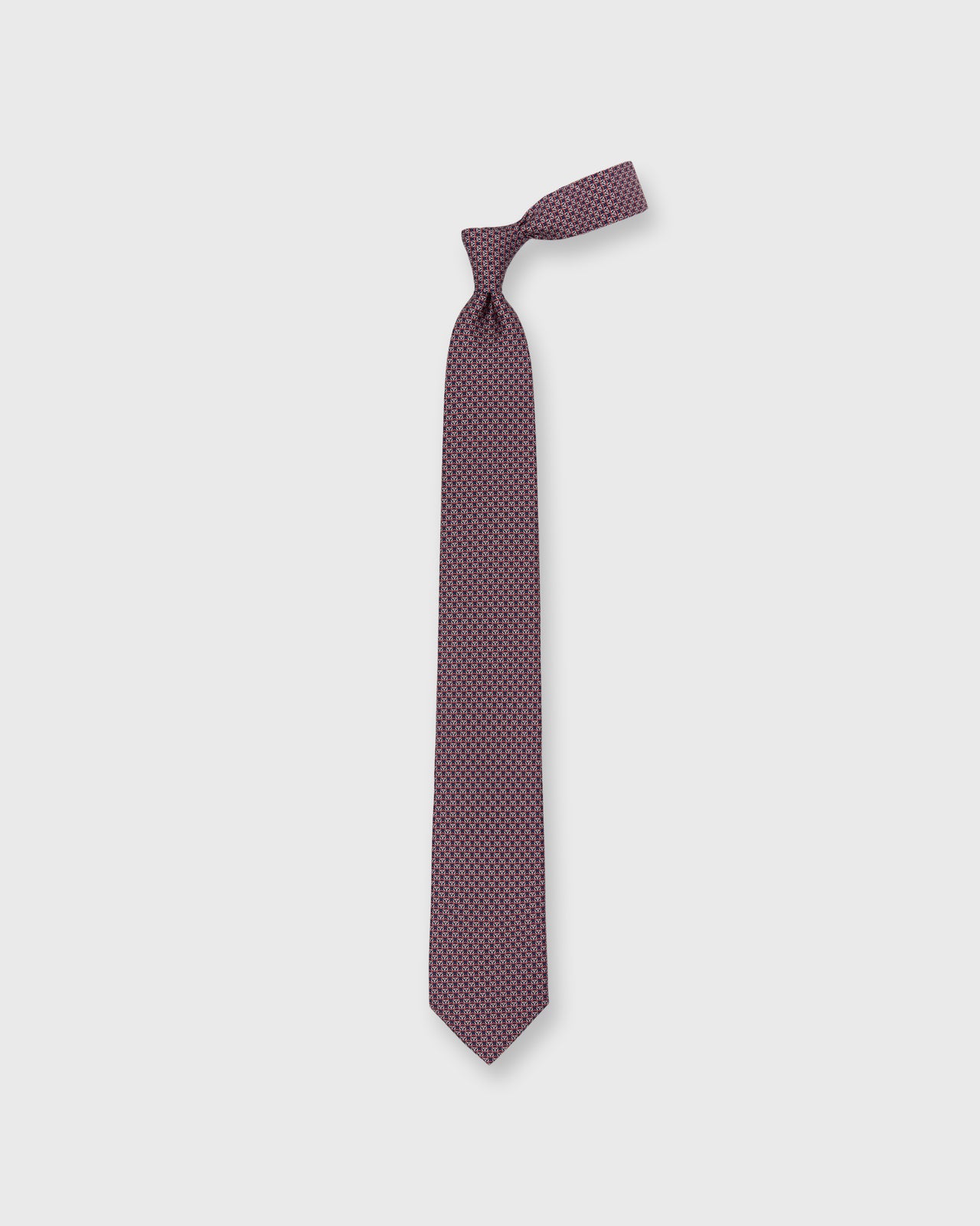 Silk Print Tie in Blue/Red Wheel