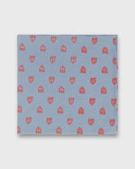 Load image into Gallery viewer, Hand-Rolled Cotton Print Pocket Square in Sky/Coral Printed Poplin
