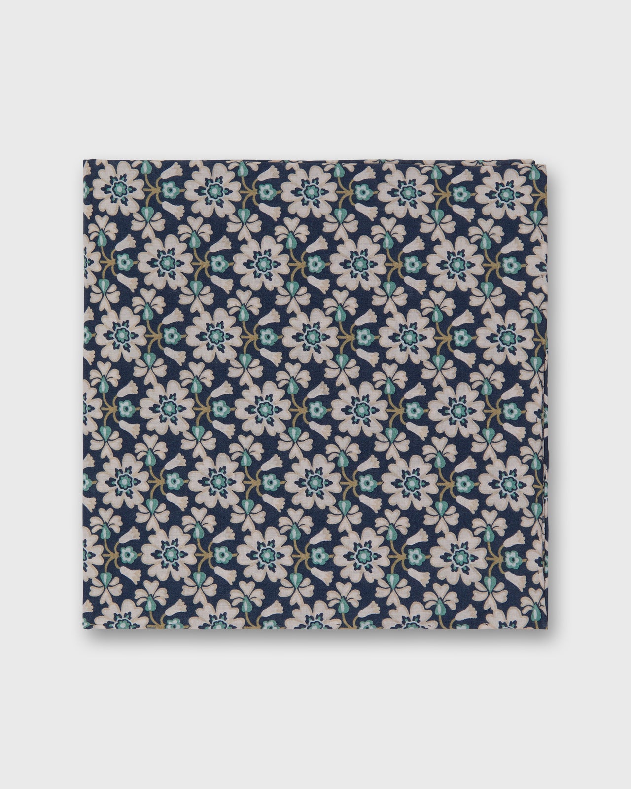 Hand-Rolled Cotton Print Pocket Square in Pacific/Pink/Aegean Macsen Liberty Fabric