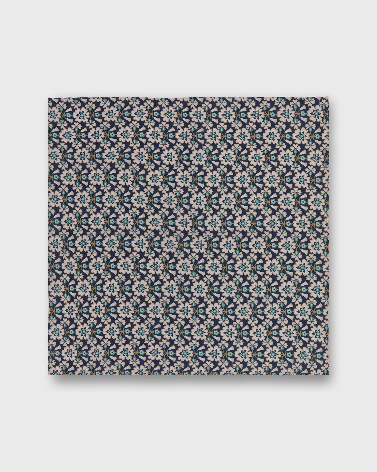 Hand-Rolled Cotton Print Pocket Square in Pacific/Pink/Aegean Macsen Liberty Fabric