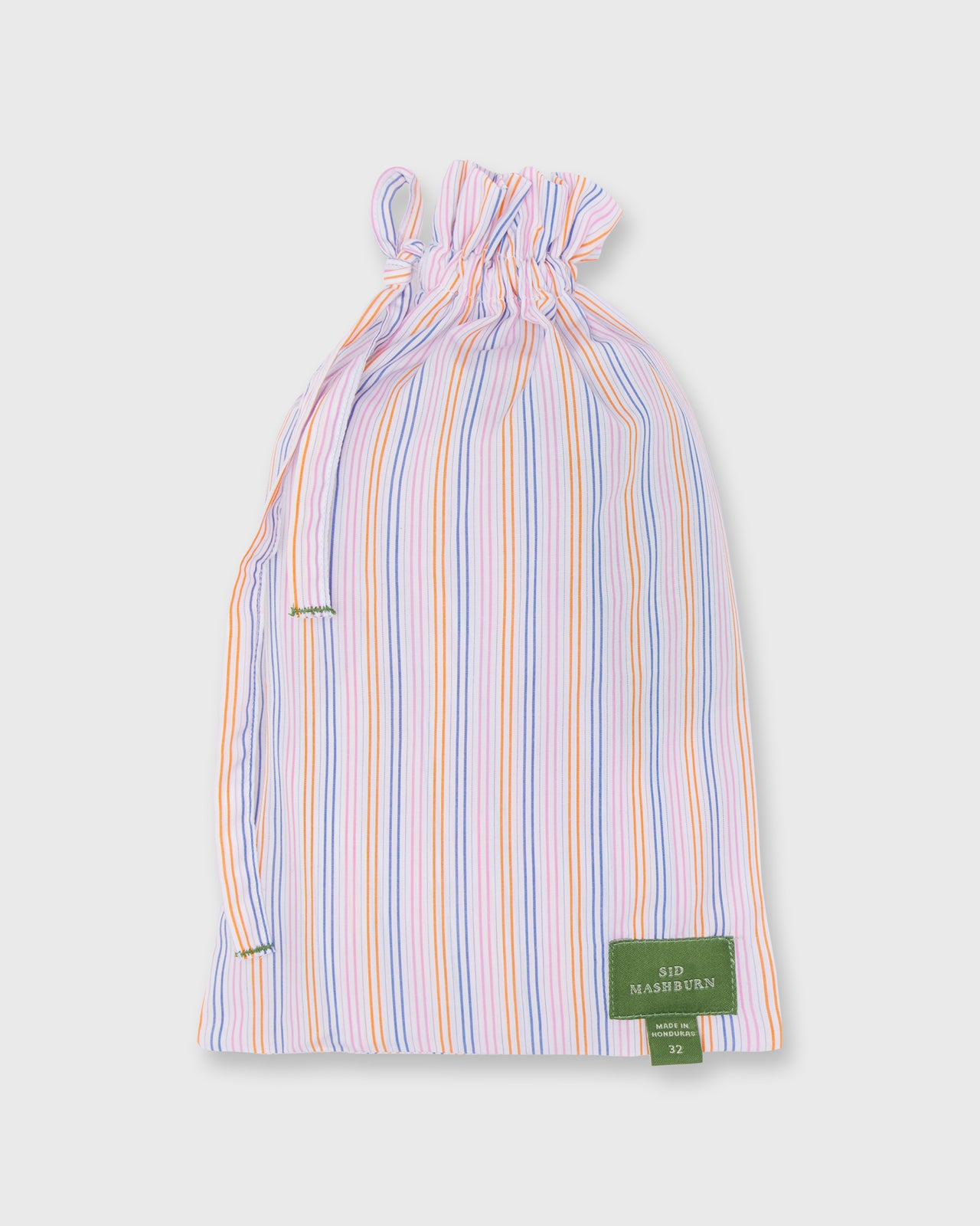 Button-Front Boxer Short in Navy/Orange/Pink Stripe Poplin