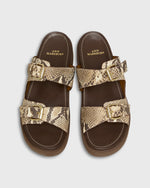 Load image into Gallery viewer, Double Buckle Platform Slide in Python Stamped Leather
