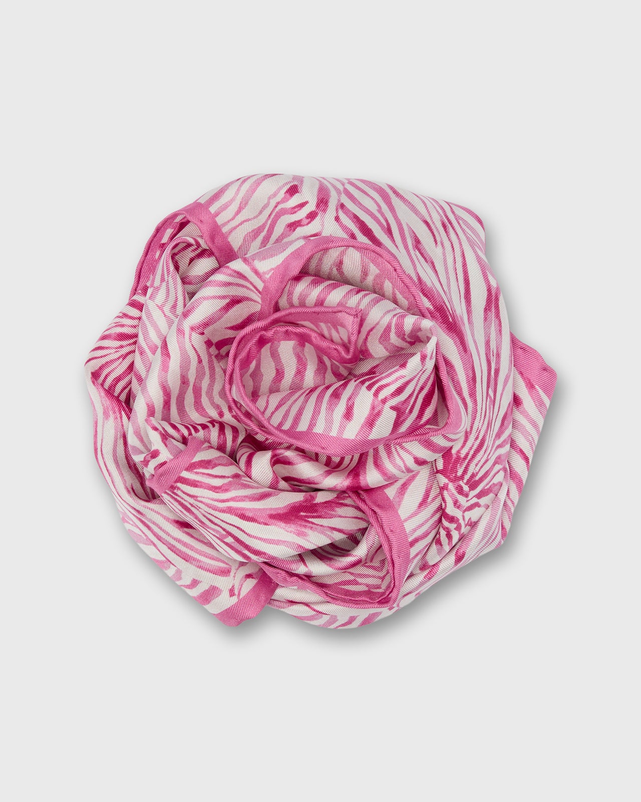 Medium Hand-Rolled Silk Scarf in Pink Stripe and Bow Liberty Fabric Silk Twill