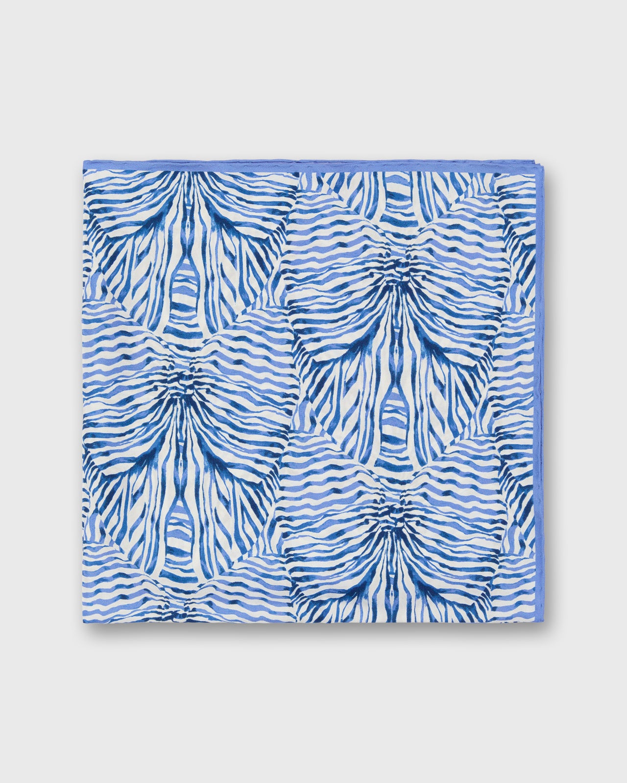 Medium Hand-Rolled Silk Scarf in Blue Stripe and Bow Liberty Fabric Silk Twill
