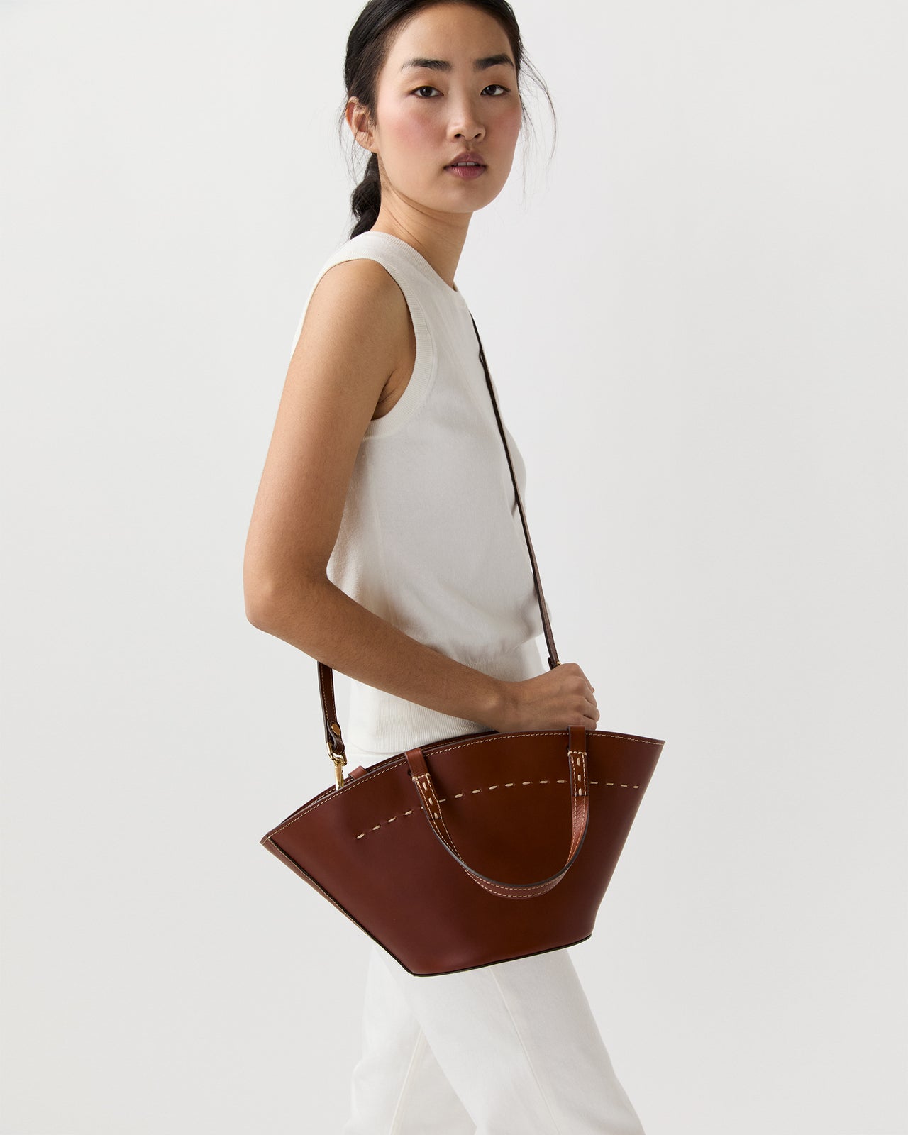 Sylvie Basket Tote in English Tan Leather