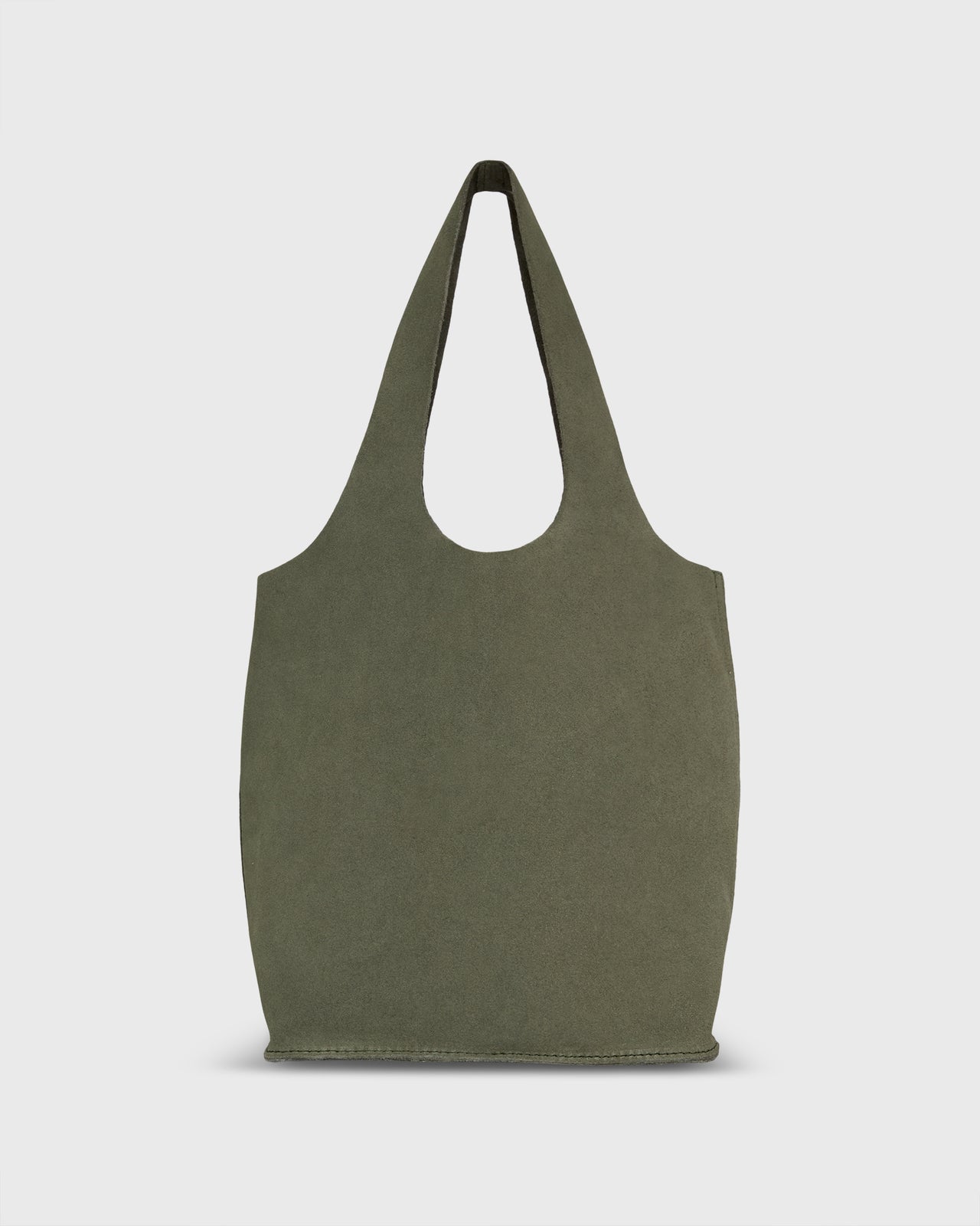 Paola Bucket Bag in Olive Suede