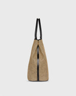 Load image into Gallery viewer, Weekend Tote in Tan/Black Basketweave
