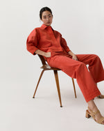 Load image into Gallery viewer, Frankie Cropped Pant in Orange Stretch Canvas
