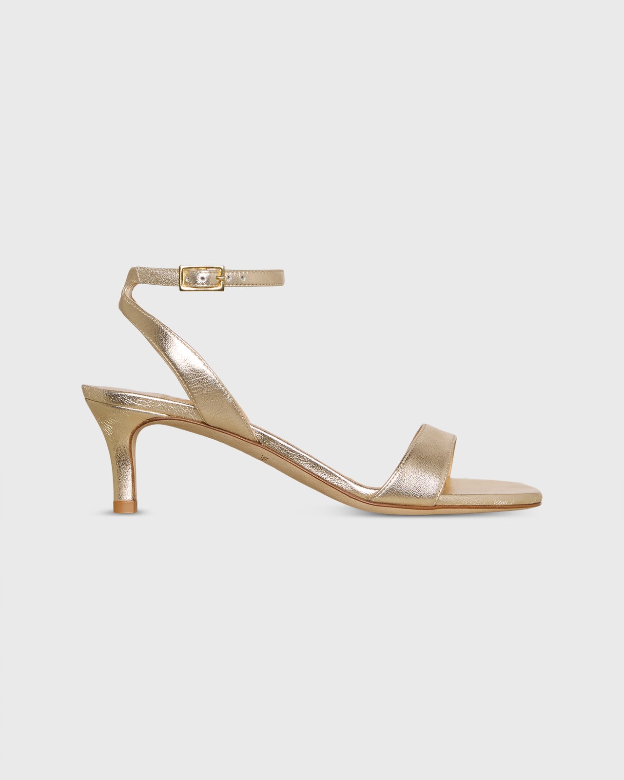 Ankle-Wrap Kitten Heel in Platino Leather