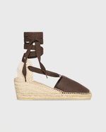 Load image into Gallery viewer, Pia High Espadrille in Chocolate Canvas
