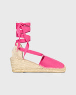 Load image into Gallery viewer, Pia High Espadrille in Pink Canvas
