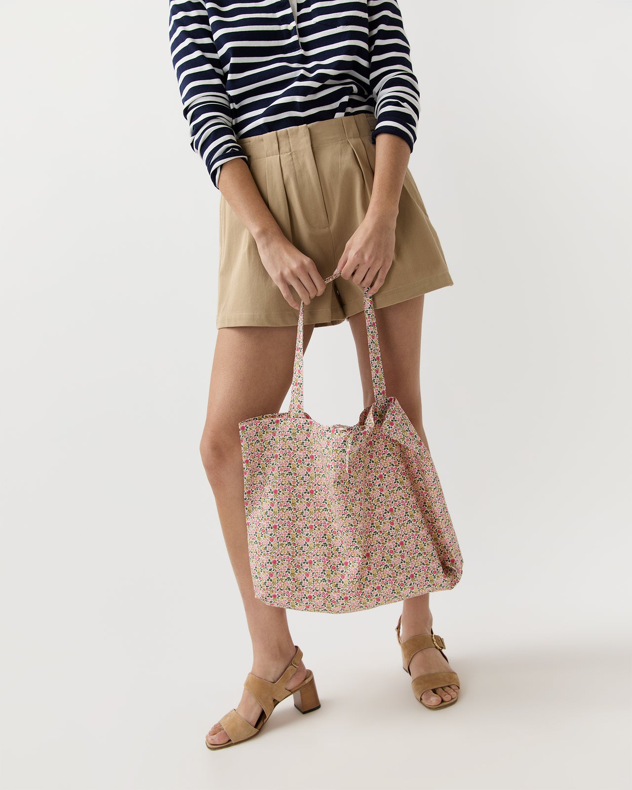 Reusable Tote Bag in Pink/Green Astrid Niva Liberty Fabric