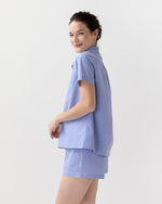 Load image into Gallery viewer, Jasmine Pajama Shorts Set in Blue Gingham Poplin
