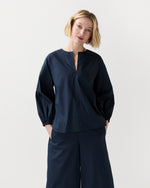 Load image into Gallery viewer, Meghan Top in Navy Cotton/Nylon Poplin
