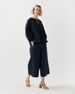 Load image into Gallery viewer, Meghan Top in Navy Cotton/Nylon Poplin
