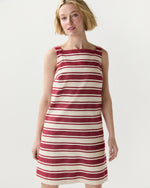 Load image into Gallery viewer, Madelyn Dress in Cherry/Natural Bold Stripe Canvas
