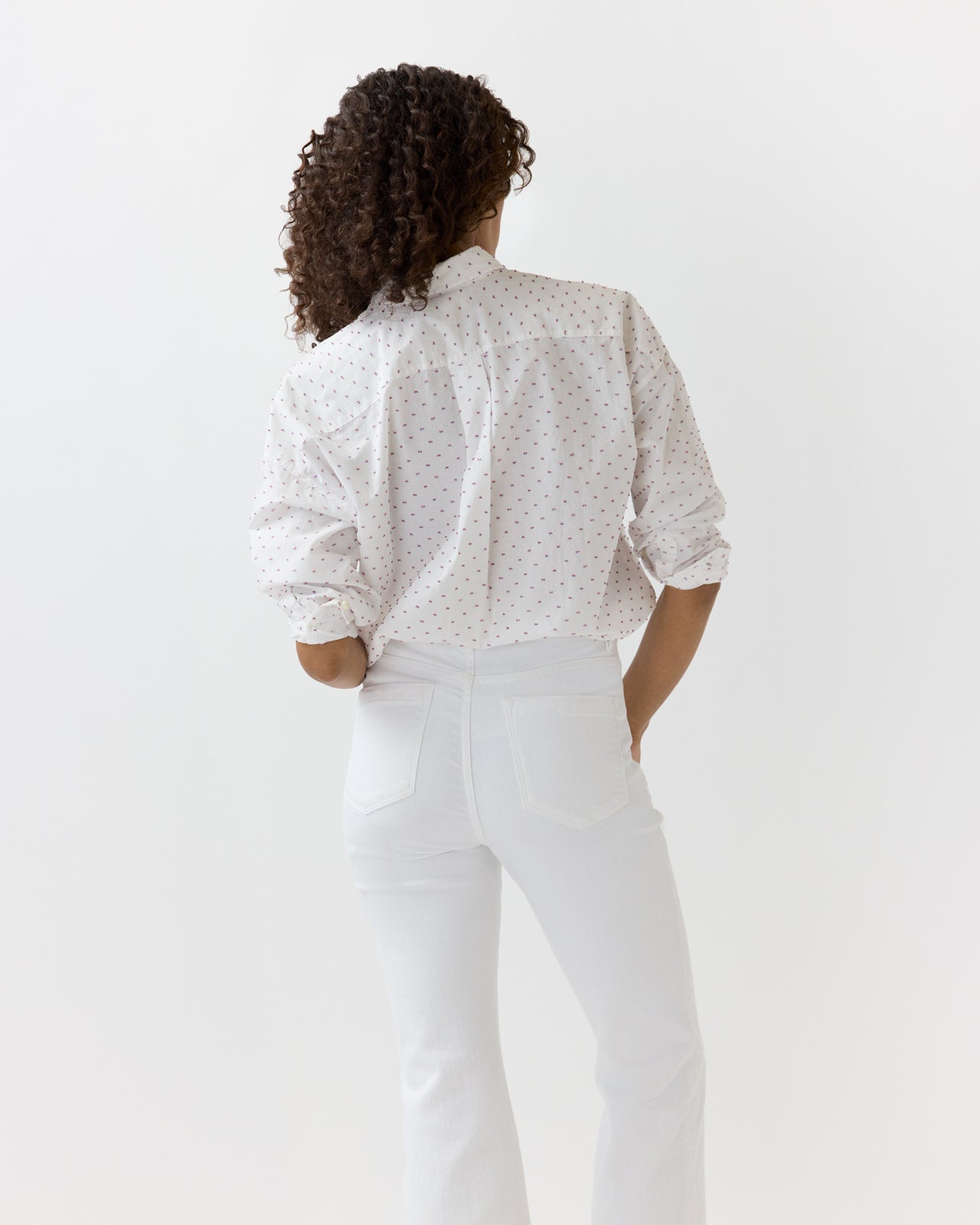 Weekender Shirt in White/Red/Blue Fil Coupé Poplin