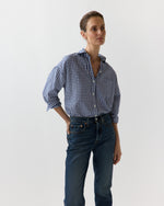 Load image into Gallery viewer, Weekender Shirt in Navy Gingham Cotolino

