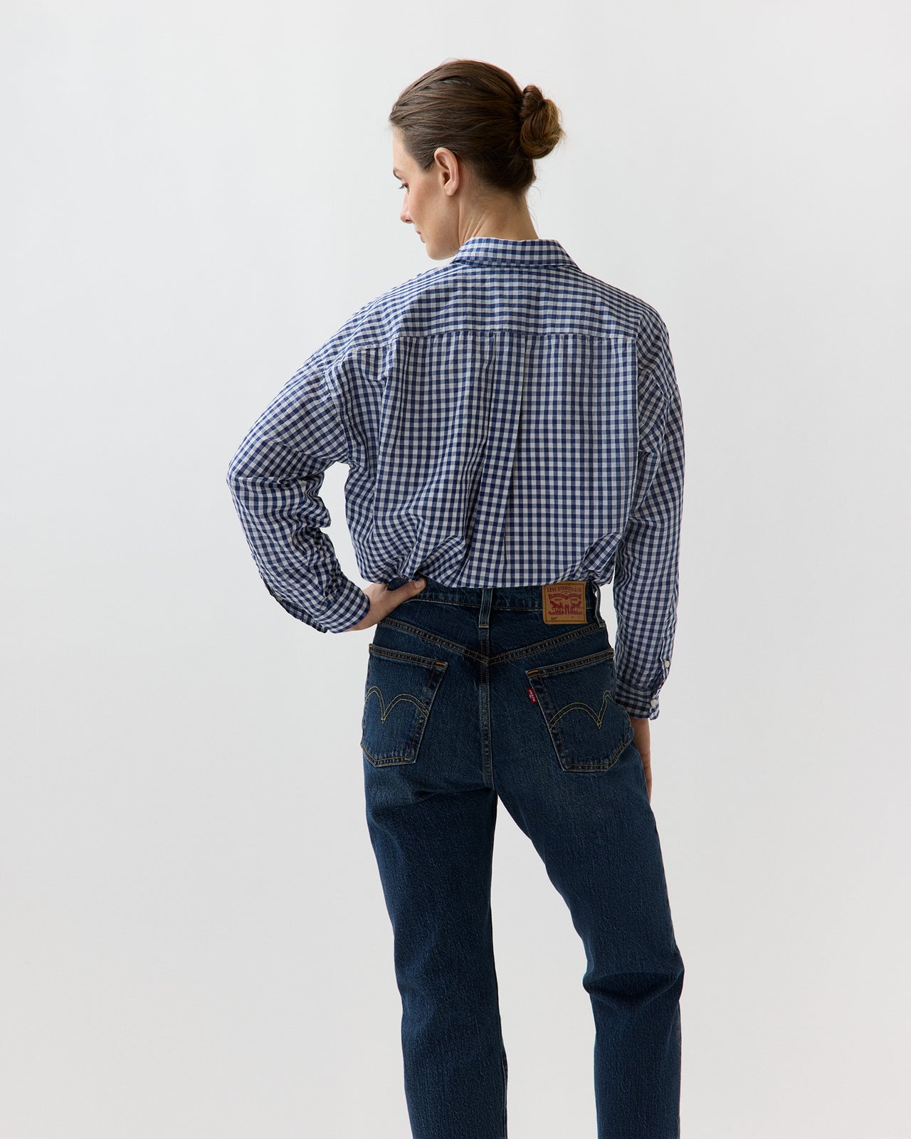 Weekender Shirt in Navy Gingham Cotolino