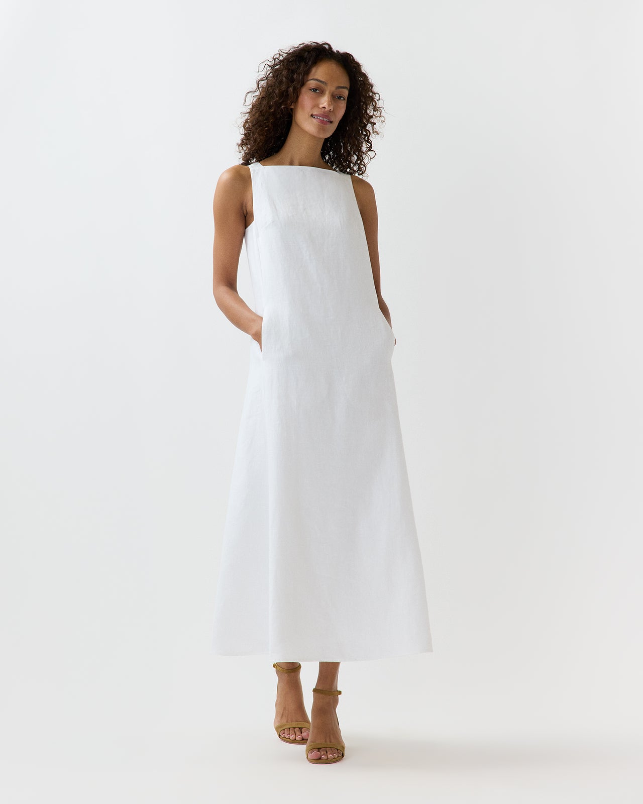 Lise Maxi Dress in White Linen