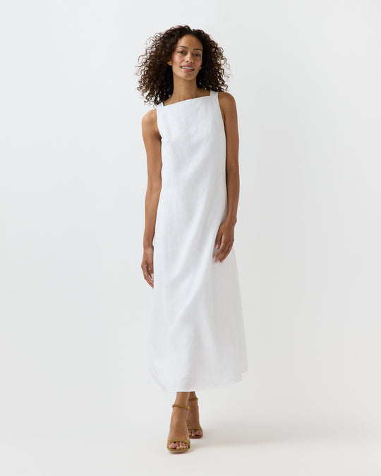 Lise Maxi Dress in White Linen